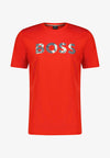 T-SHIRT BOSS EN COTON STRETCH À LOGO ARTISTIQUE CONTRASTANT