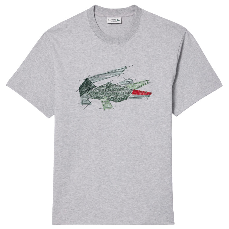 T-shirt Homme Lacoste LOOSE FIT COTON ÉPAIS IMPRIMÉ  - Bleu