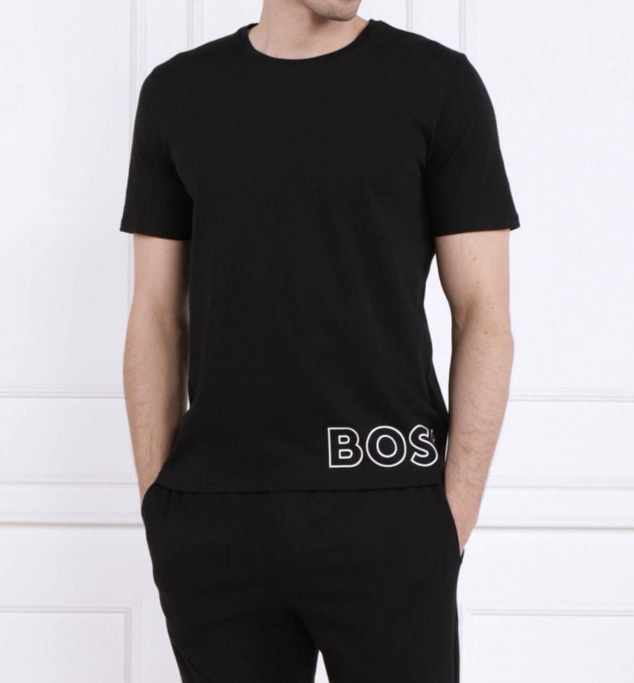 T-SHIRT BOSS EN COTON STRETCH À LOGO ARTISTIQUE CONTRASTANT