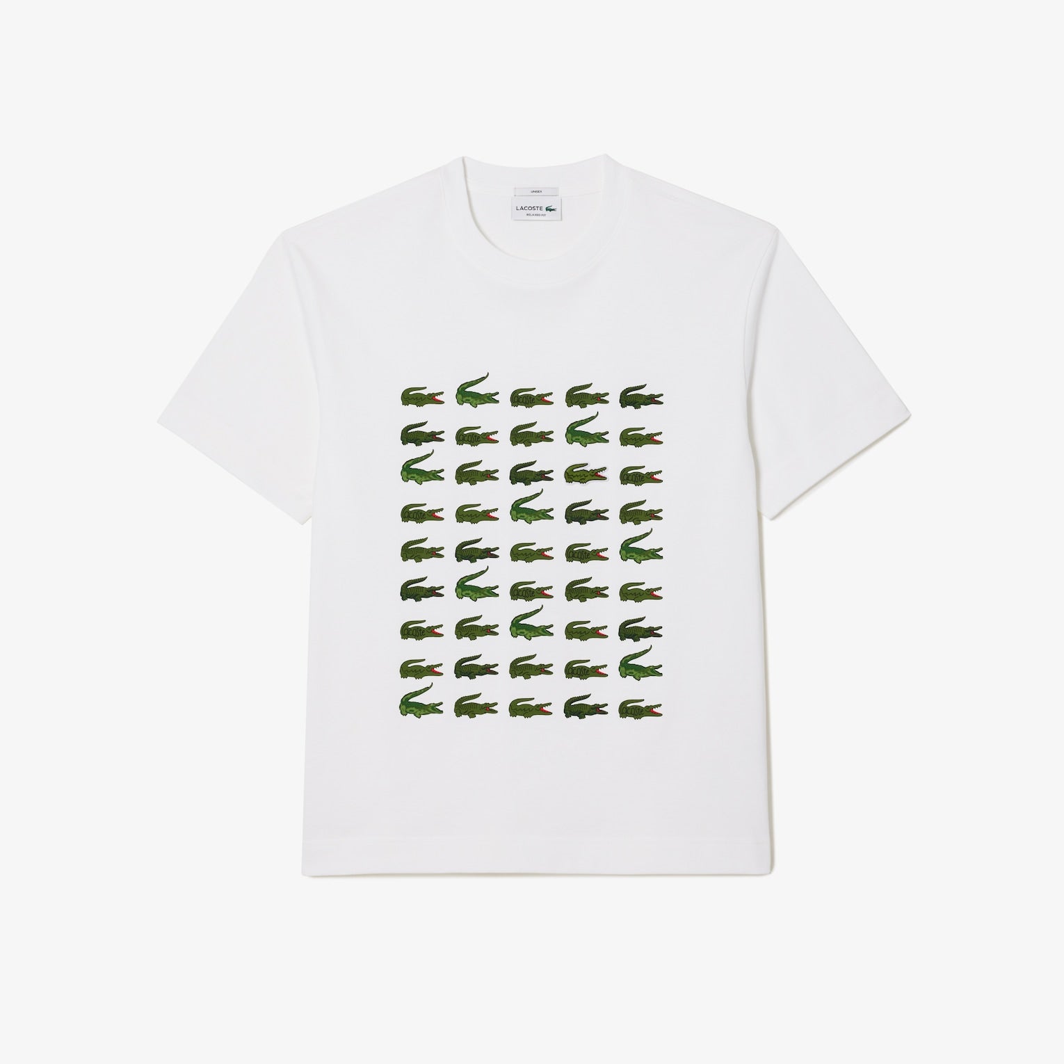T-SHIRT UNISEXE LACOSTE REGULAR FIT À IMPRIMÉ BLANC