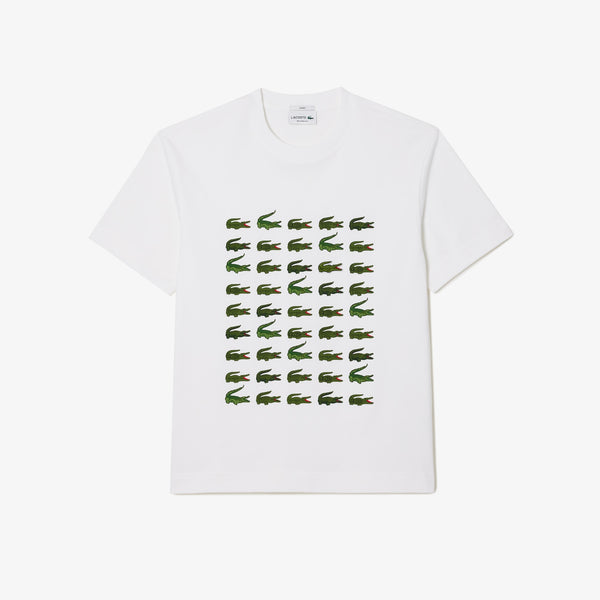 T-SHIRT UNISEXE LACOSTE REGULAR FIT À IMPRIMÉ BLANC