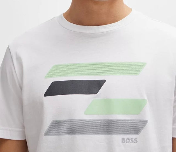 T-SHIRT BOSS EN COTON STRETCH À LOGO ARTISTIQUE CONTRASTANT