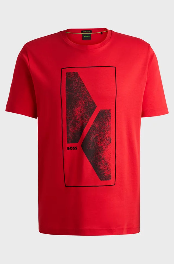 T-SHIRT REGULAR EN COTON INTERLOCK AVEC MOTIF ARTISTIQUE DE LA SAISON