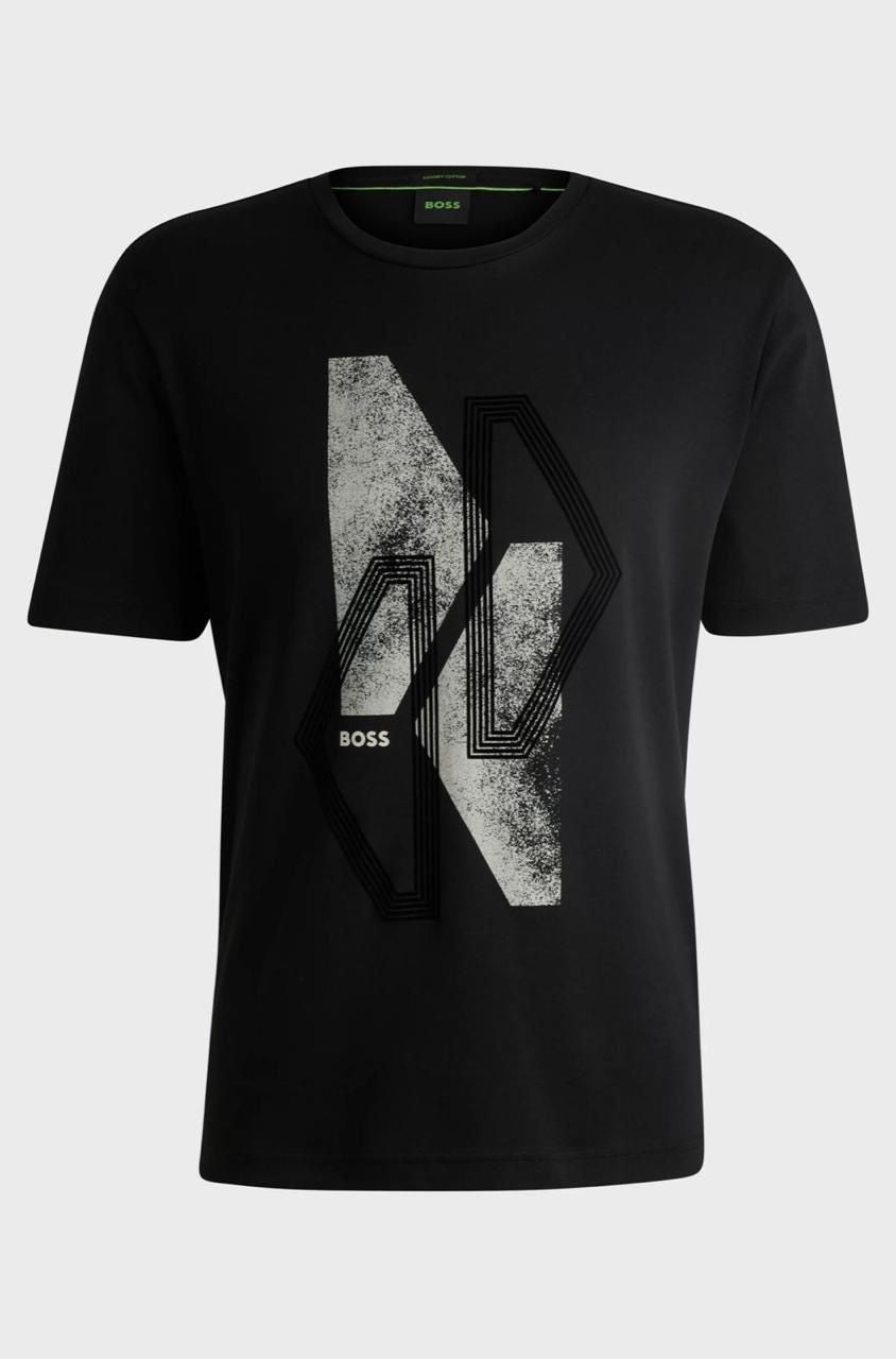 T-SHIRT REGULAR EN COTON INTERLOCK AVEC MOTIF ARTISTIQUE DE LA SAISON