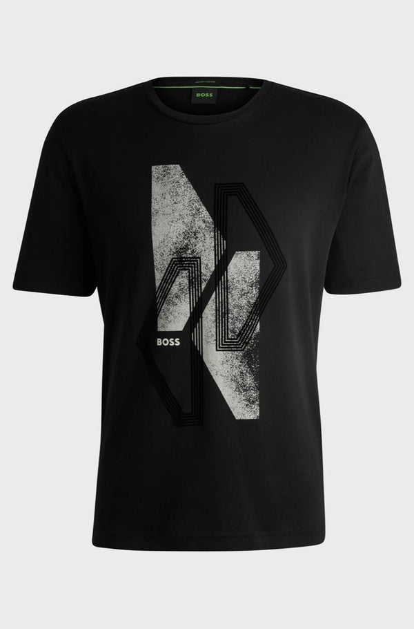 T-SHIRT REGULAR EN COTON INTERLOCK AVEC MOTIF ARTISTIQUE DE LA SAISON