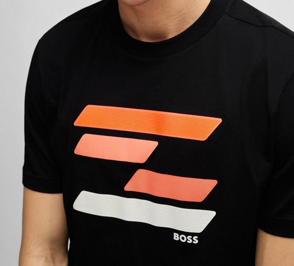 T-SHIRT BOSS EN COTON STRETCH À LOGO ARTISTIQUE CONTRASTANT