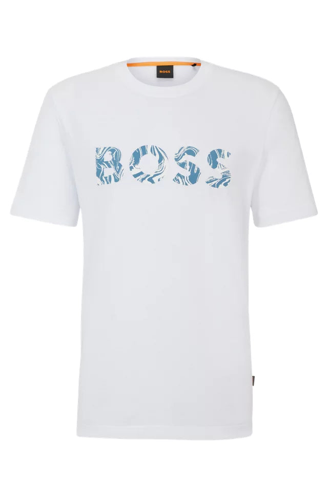 T-SHIRT BOSS EN JERSEY DE COTON AVEC LOGO IMPRIMÉ