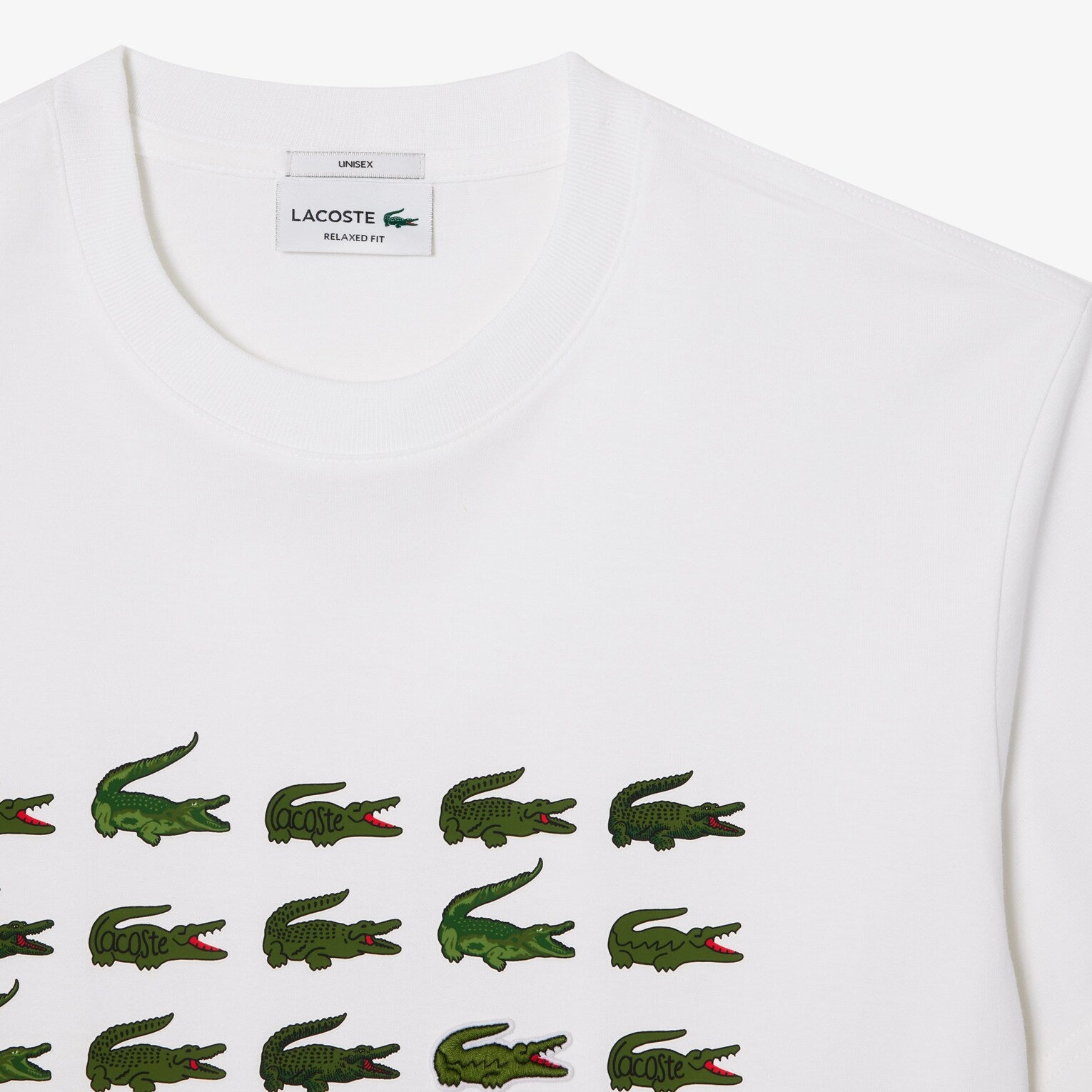 T-SHIRT UNISEXE LACOSTE REGULAR FIT À IMPRIMÉ BLANC