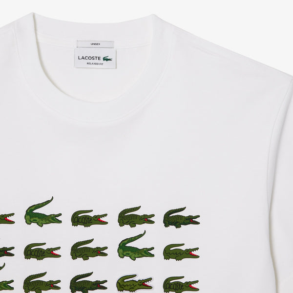T-SHIRT UNISEXE LACOSTE REGULAR FIT À IMPRIMÉ BLANC