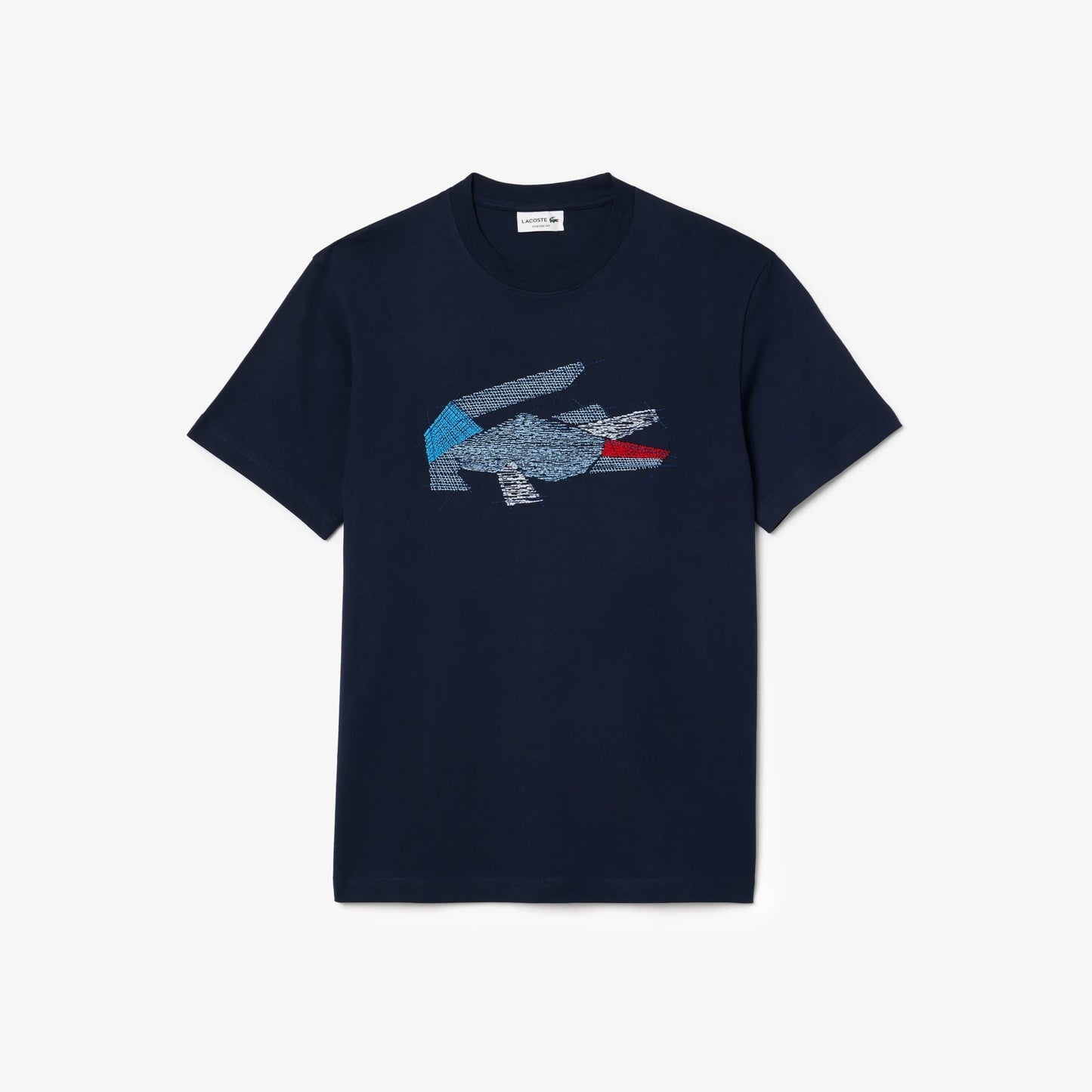 T-shirt Homme Lacoste LOOSE FIT COTON ÉPAIS IMPRIMÉ  - Bleu
