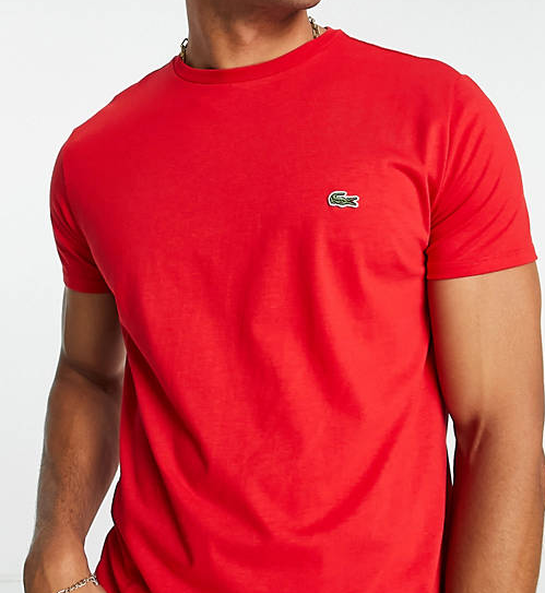 T-shirt Lacoste col rond en jersey de coton pima uni rouge