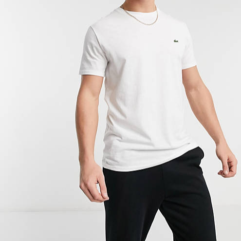 T-shirt Lacoste col rond en jersey de coton pima uni blanc