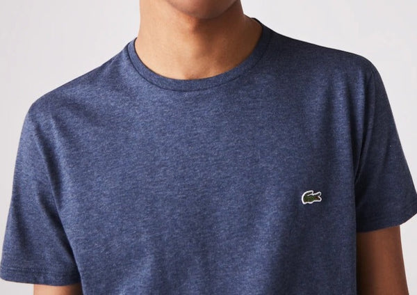T-shirt Lacoste col rond en jersey de coton pima uni bleu pale