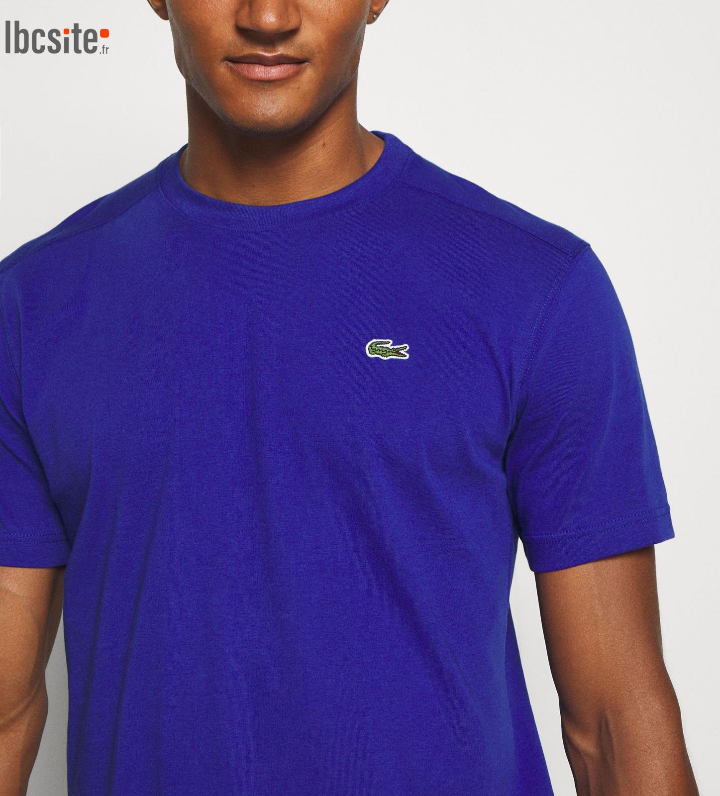 T-shirt Lacoste col rond en jersey de coton pima uni vert