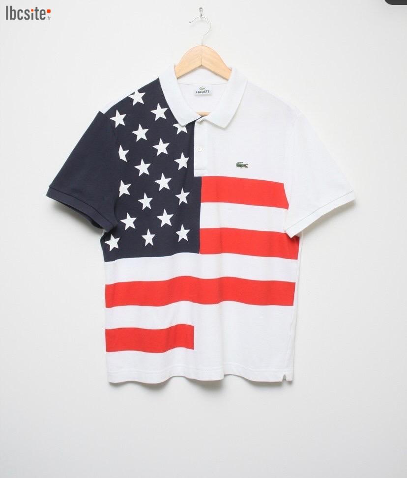 POLO LACOSTE HOMME DRAPEAU ÉTAT UNIS
