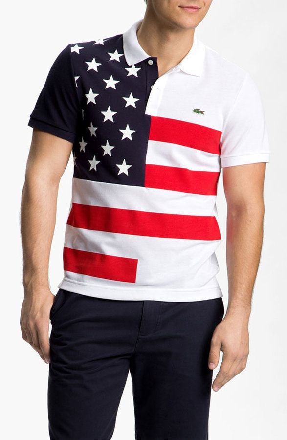 POLO LACOSTE HOMME DRAPEAU ÉTAT UNIS