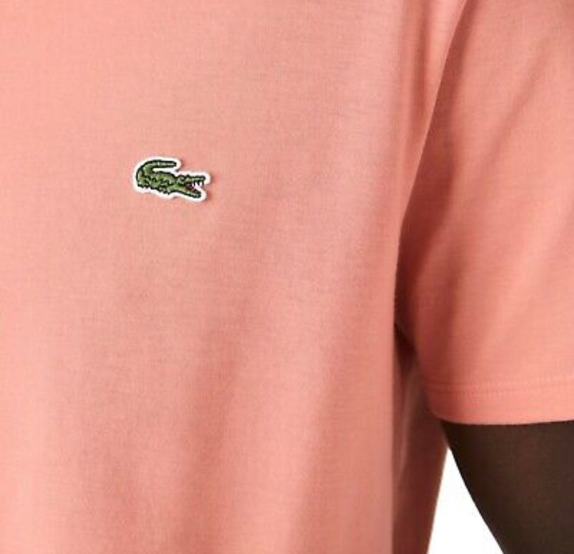 T-shirt Lacoste col rond en jersey de coton pima uni abricot