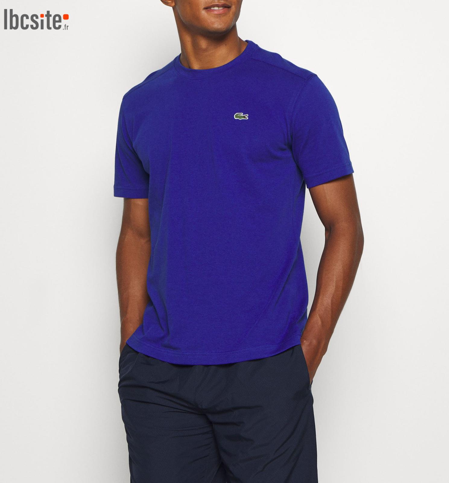 T-shirt Lacoste col rond en jersey de coton pima uni vert