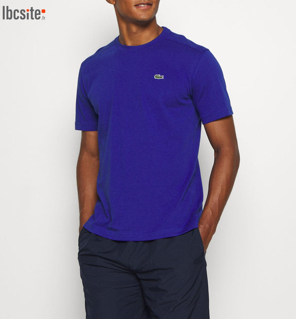 T-shirt Lacoste col rond en jersey de coton pima uni vert