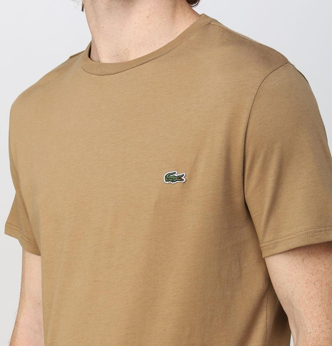 T-shirt Lacoste col rond en jersey de coton pima uni vert
