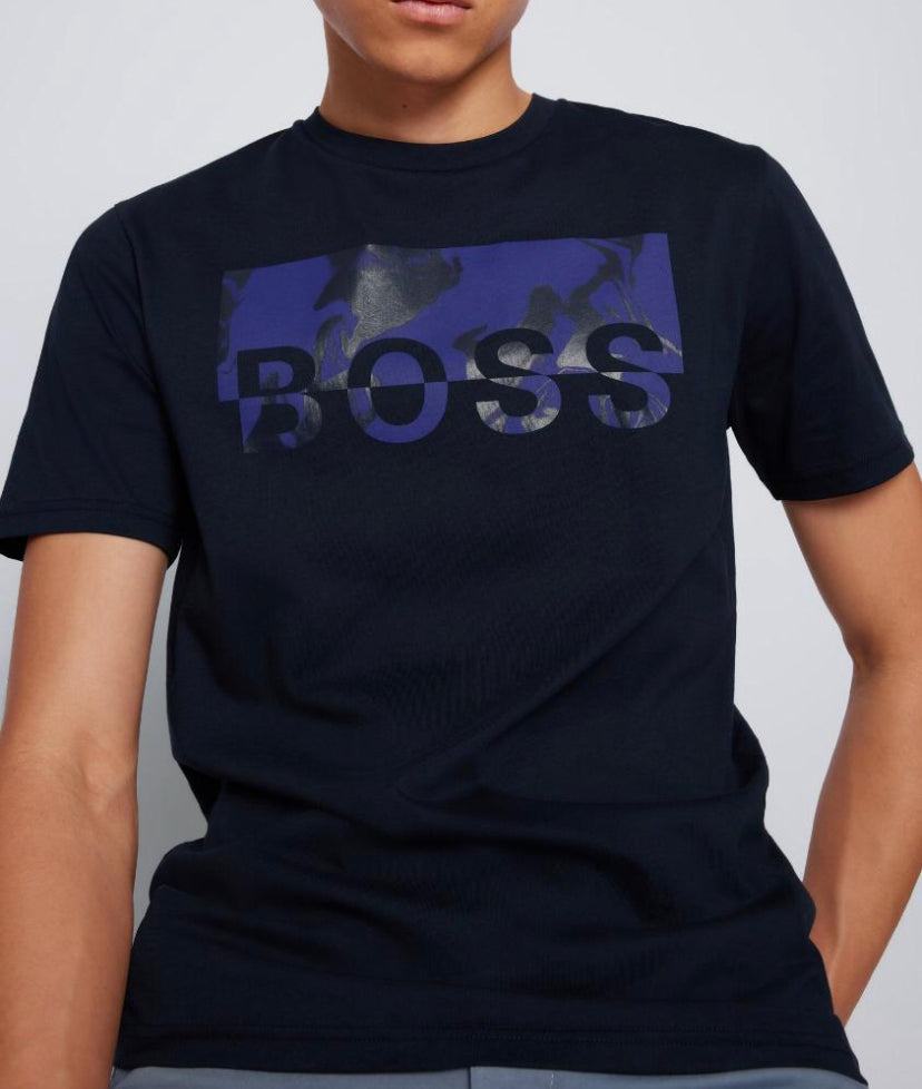 T-SHIRT BOSS EN JERSEY DE COTON À LOGO ARTISTIQUE