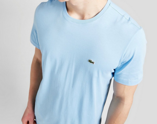 T-shirt Lacoste col rond en jersey de coton pima uni bleu claire