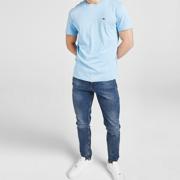 T-shirt Lacoste col rond en jersey de coton pima uni bleu claire